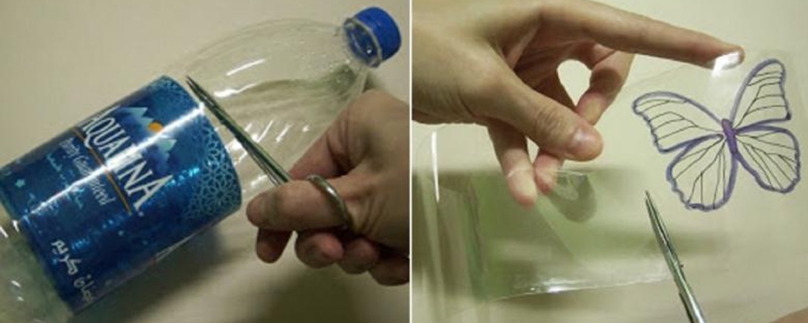 Récupérer des bouteilles de plastique pour en faire de magnifiques papillons! 
