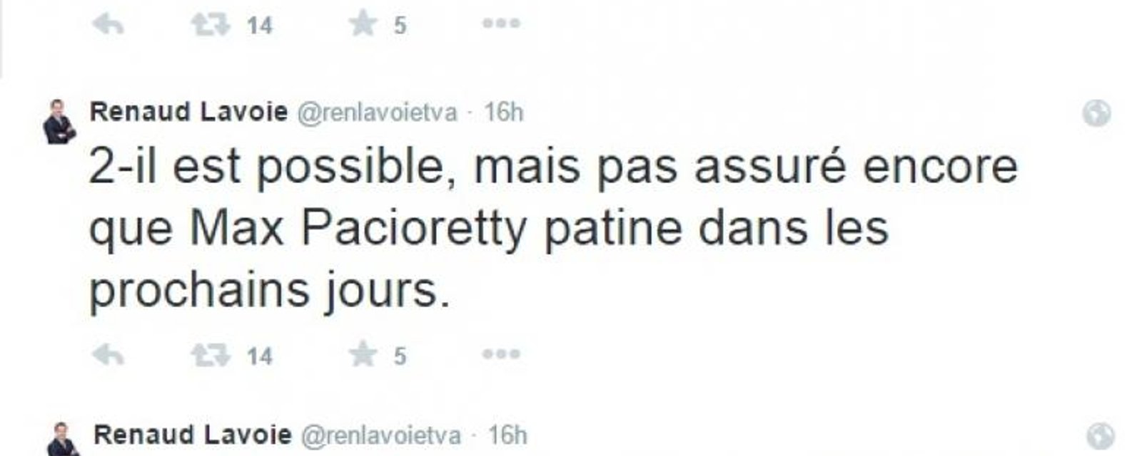 Max Pacioretty de retour sur patins?