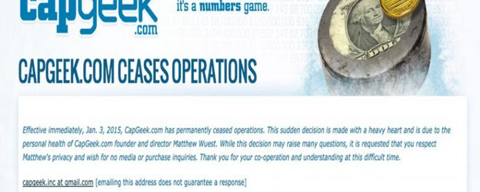 Le très populaire site CapGeek cesse ses opérations. 