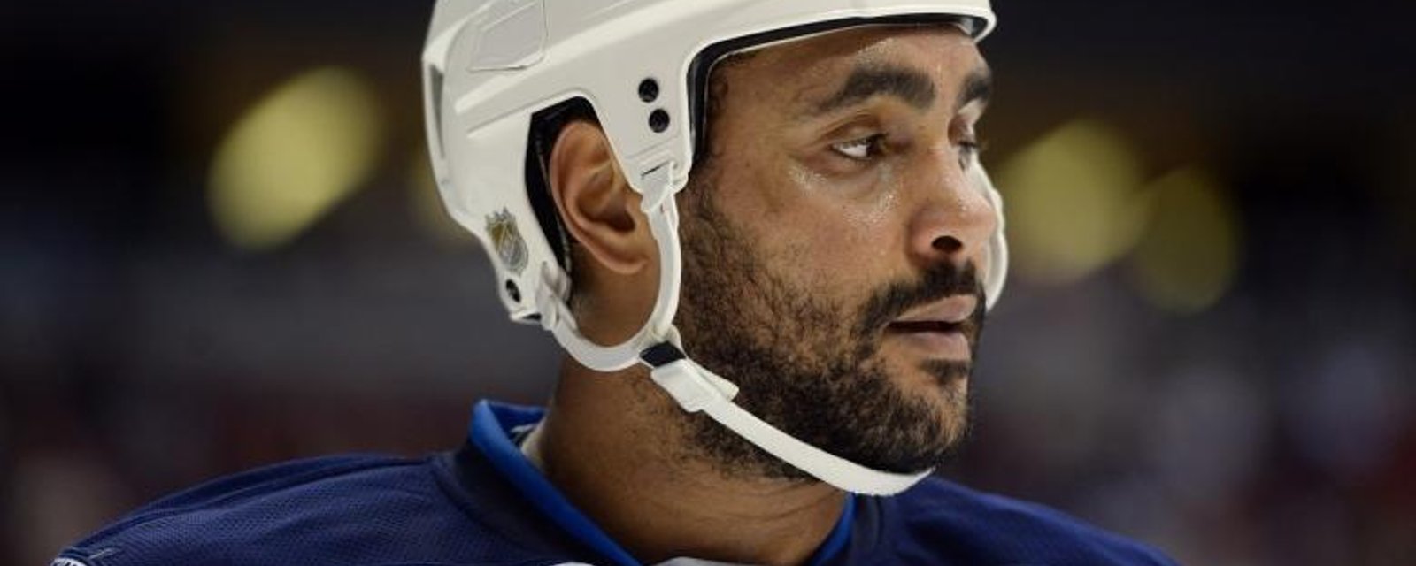 Dustin Byfuglien welcomes Evander Kane back to Winnipeg with a hit.