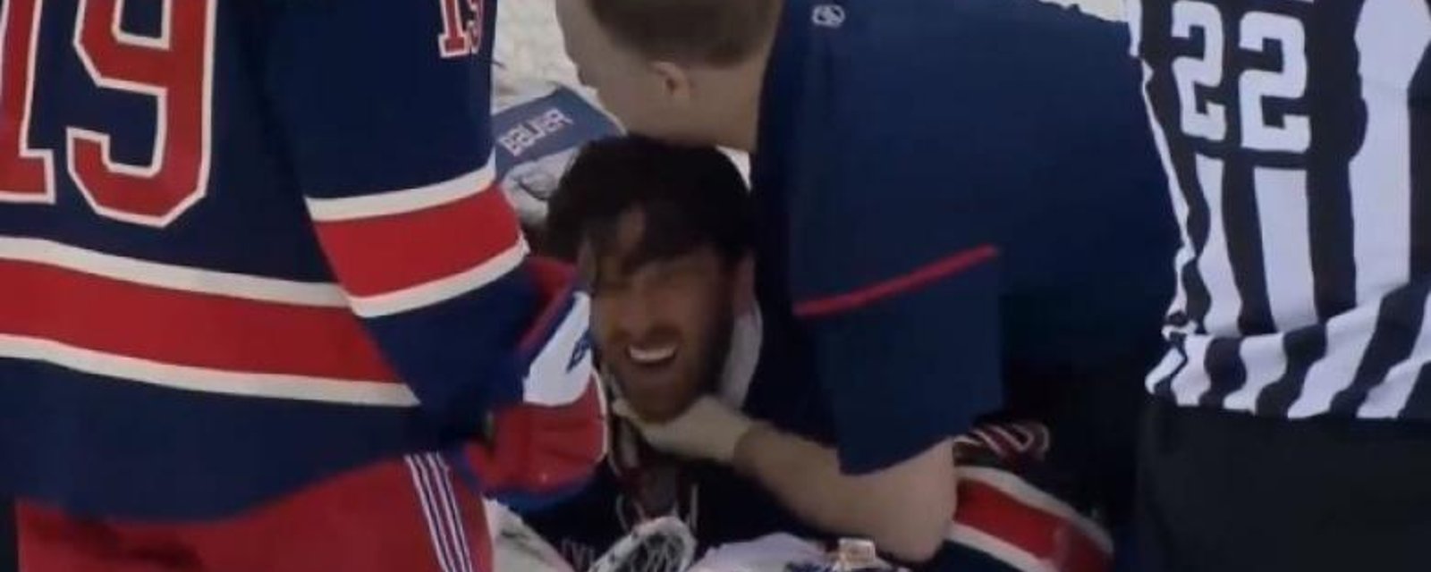 (VIDEO): Henrik Lunqvist gets a scare after getting a puck in the throat!