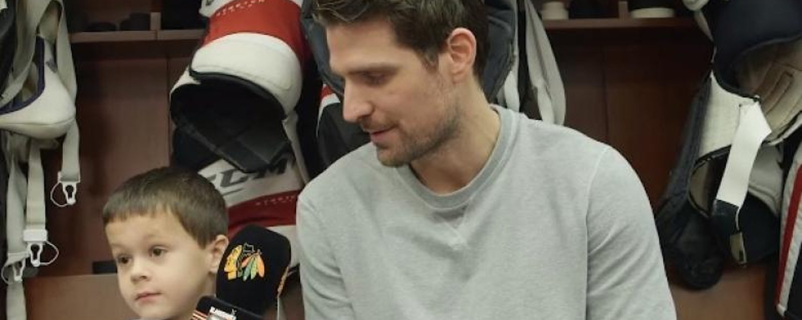 VIDEO: Kid calls Patrick Sharp handsome, as his mom looks on!