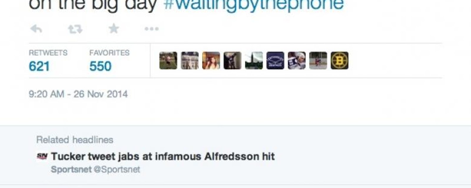 PHOTOS: Darcy Tucker takes a jab at Daniel Alfredsson on Twitter