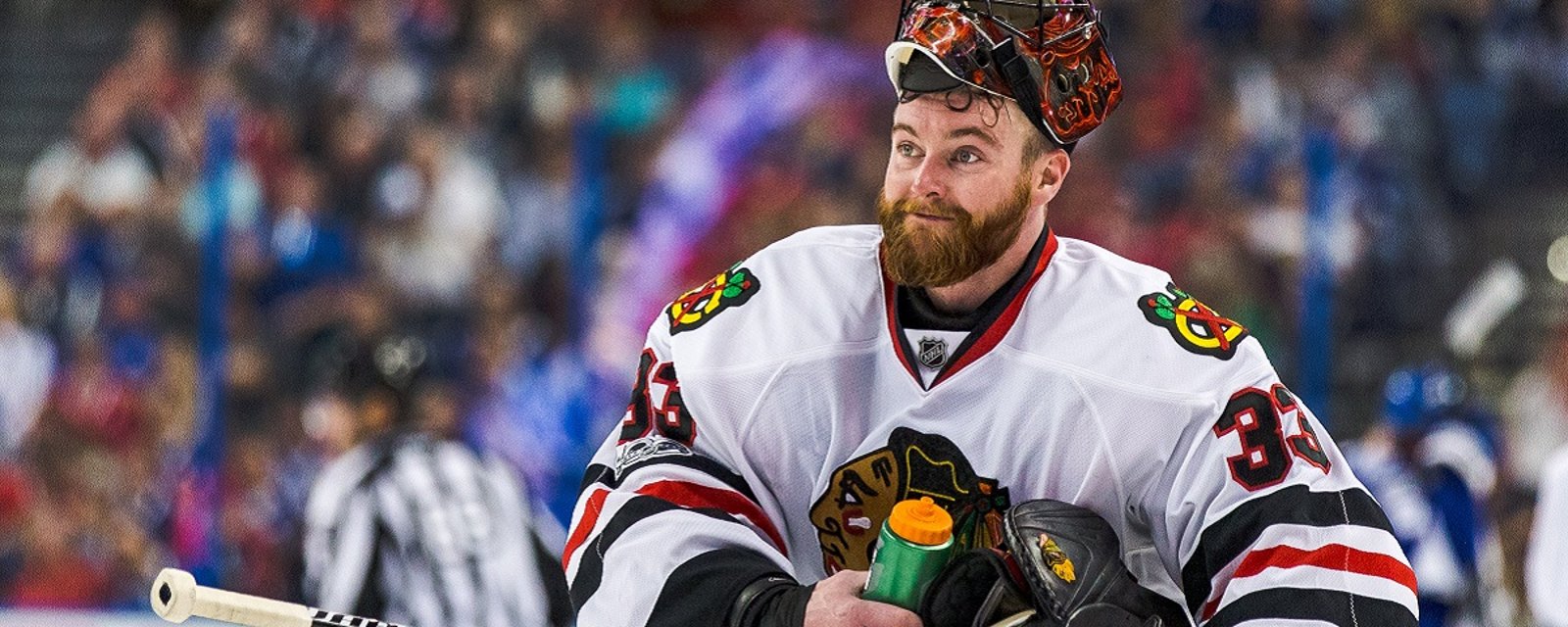 Scott Darling reveal off his first Carolina Hurricanes mask.