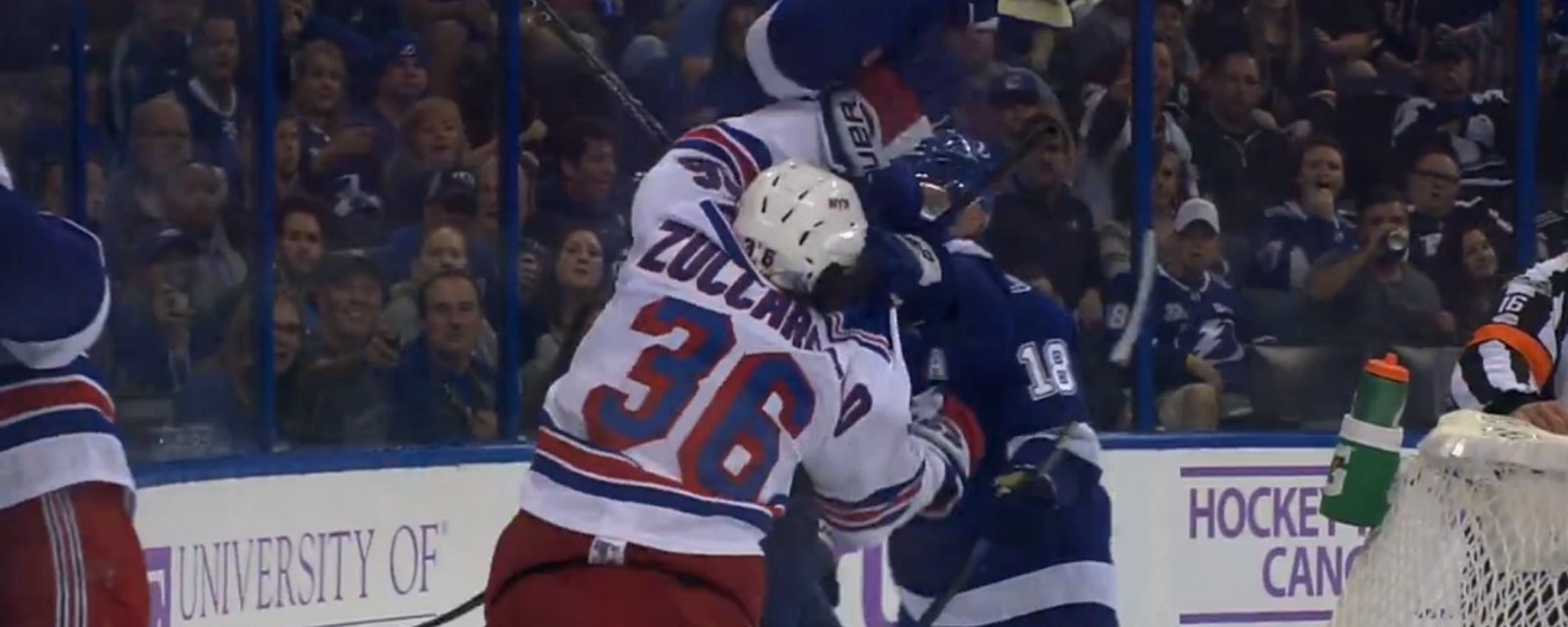 Zucarello snaps and goes after a man twice his size!