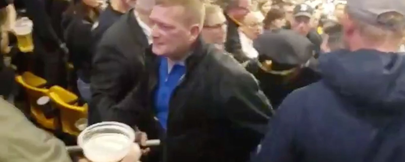 Female Bruins fan gets punched In the face by Lightning fan!