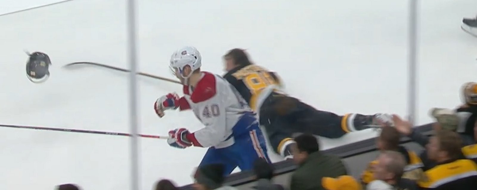 Joel Armia crushes David Pastrnak with a monstrous hit.