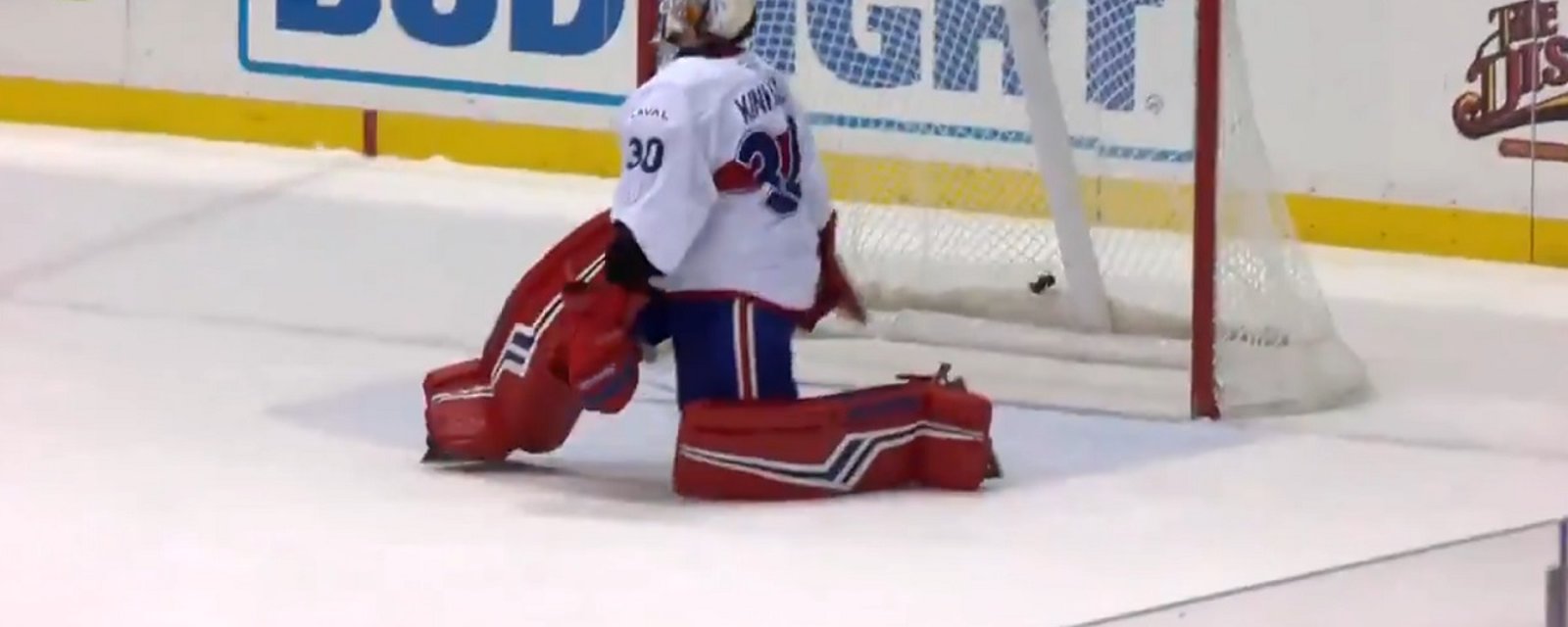 Keith Kinkaid scores on himself after being demoted to the AHL.