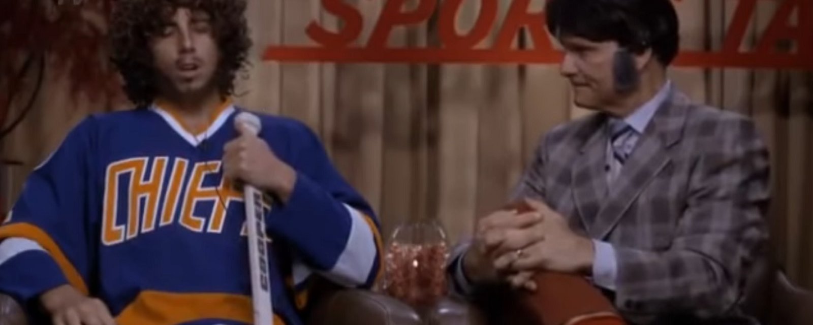 Marc Andre Fleury reenacts classic scene from “Slap Shot.”