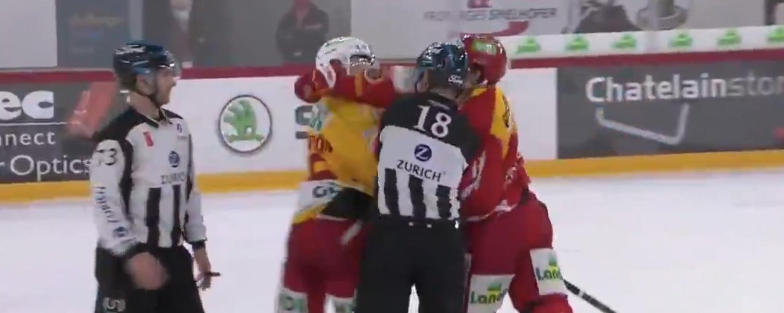Damien Brunner sucker punches Erik Brannstrom.