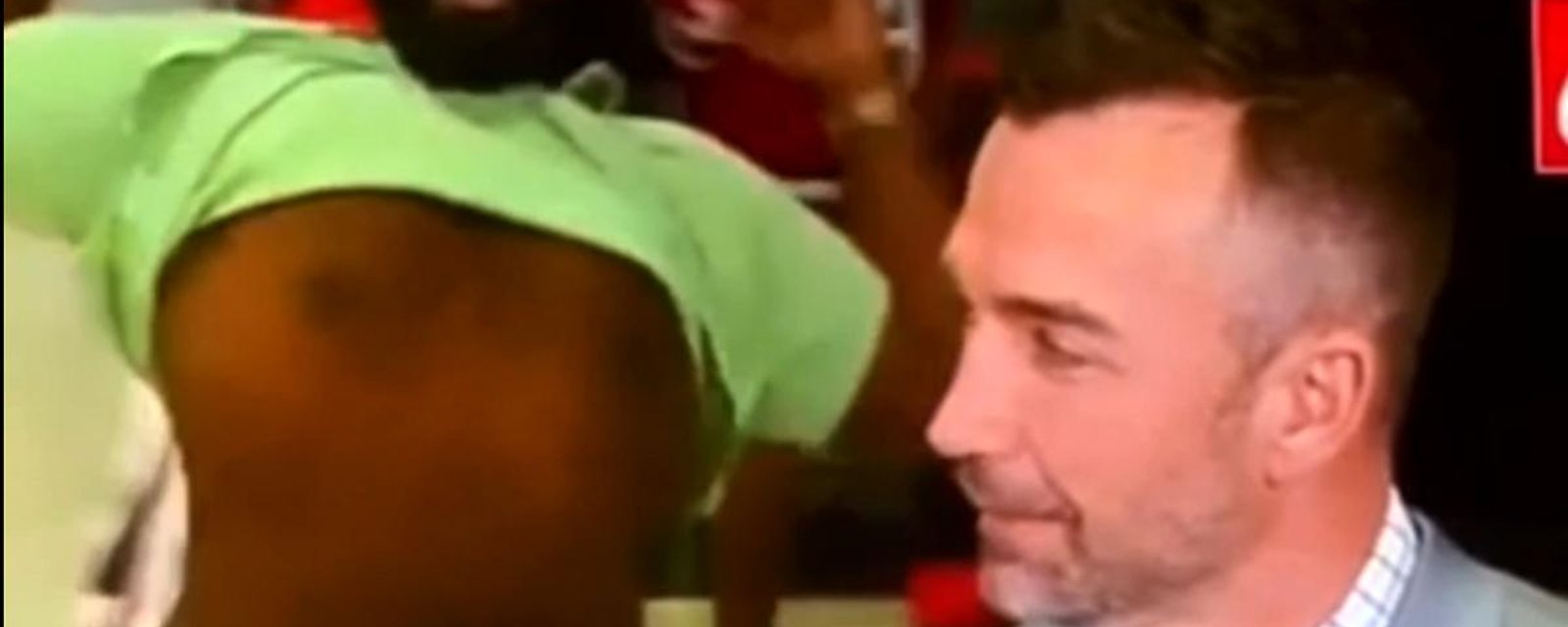 Hurricanes fan shows off belly dancing skills during post game show.