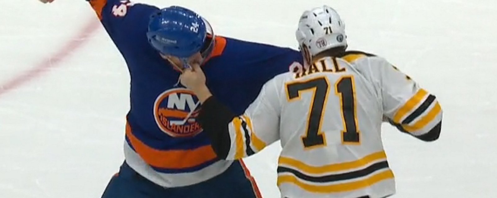 Taylor Hall and Scott Mayfield drop the gloves in Game 4.