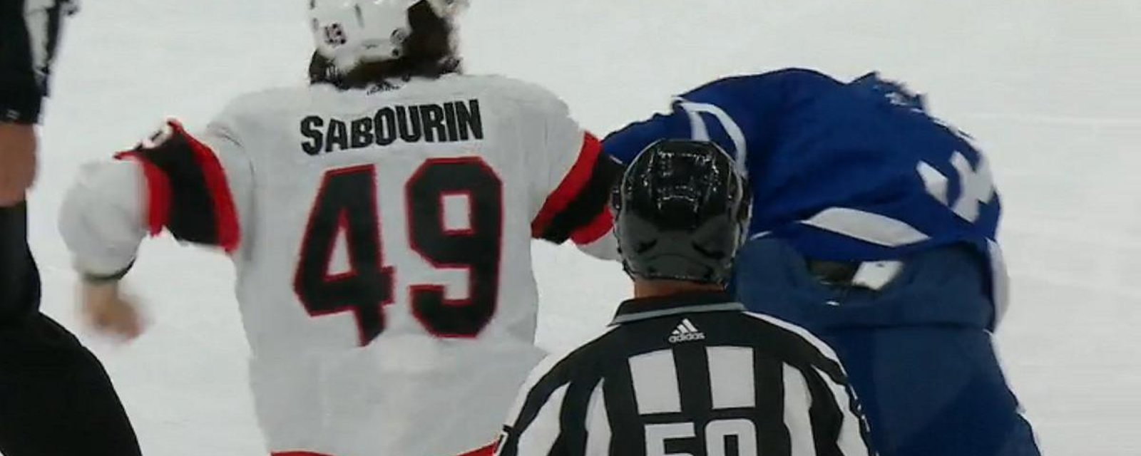 Scott Sabourin and Justin Holl drop the gloves in the final game of the preseason.