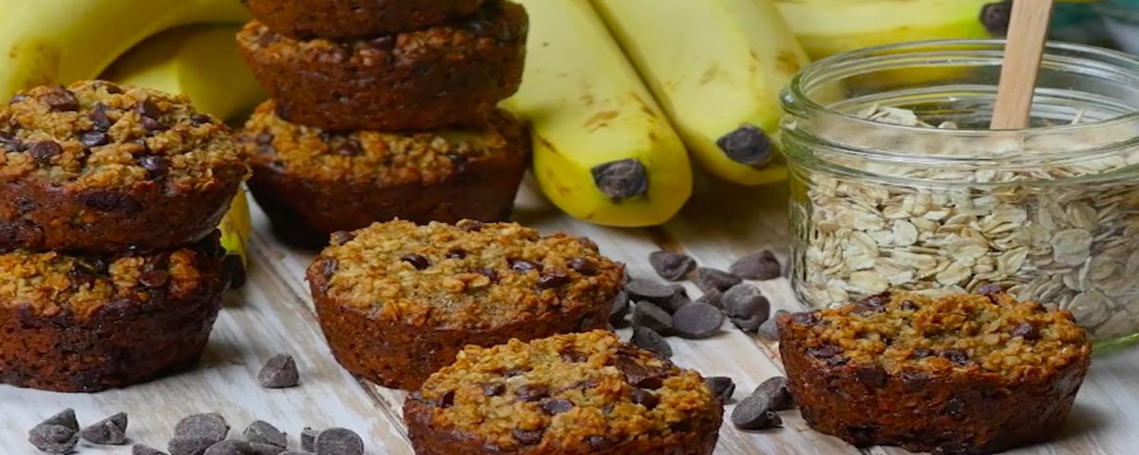 Muffins à l'avoine, aux bananes et au chocolat