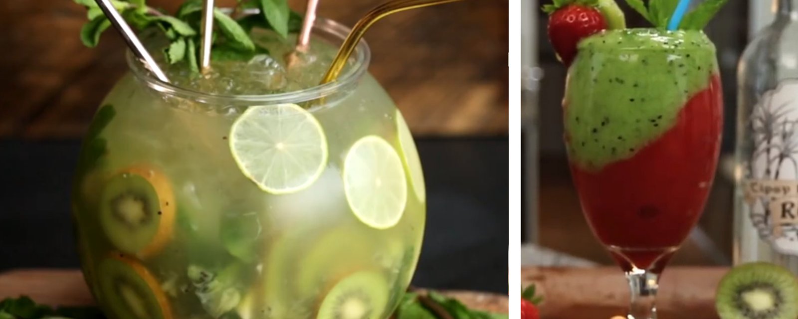 Bocal de mojito au kiwi et mojito givré fraise-kiwi