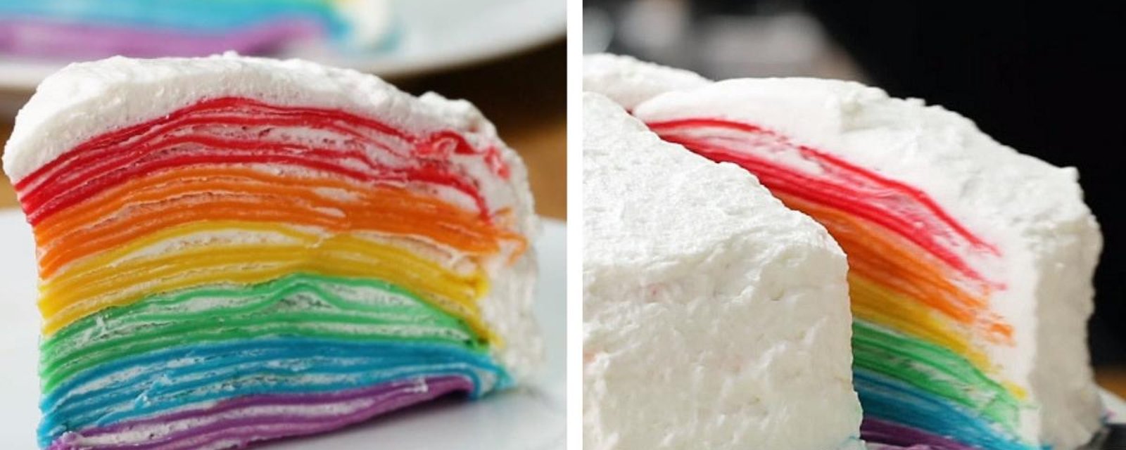 Pour une fête ou un brunch, ce gâteau aux crêpes arc-en-ciel volera la vedette