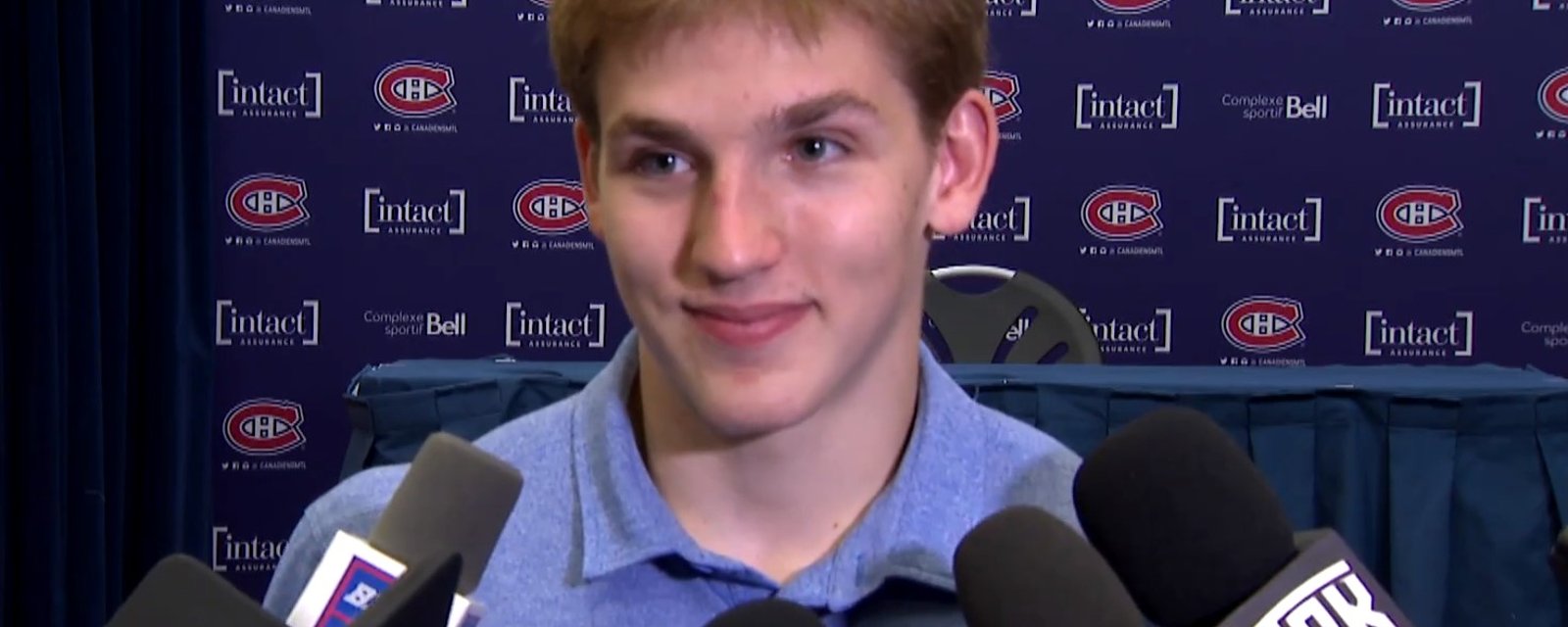 Lane Hutson réagit à la suite de son premier match en carrière dans la LNH