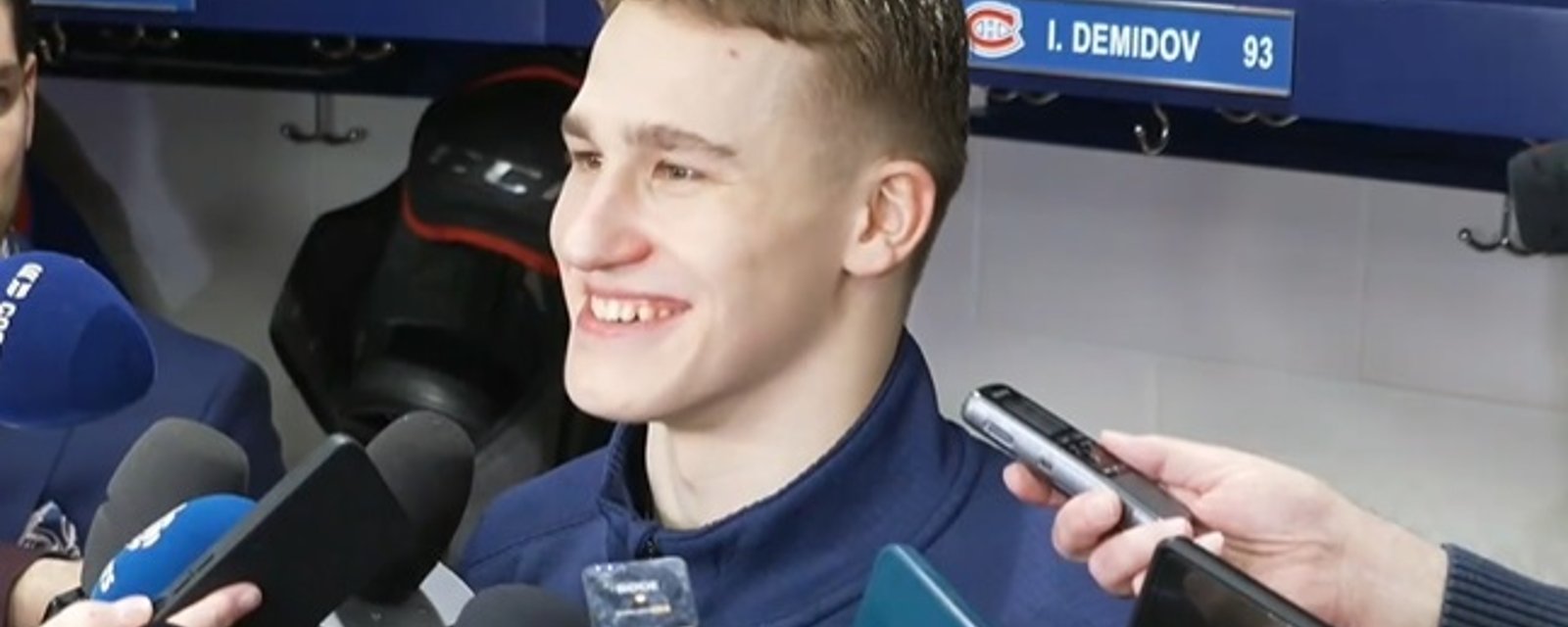 Ivan Demidov réagit à l'accueil des partisans après son premier match à Montréal