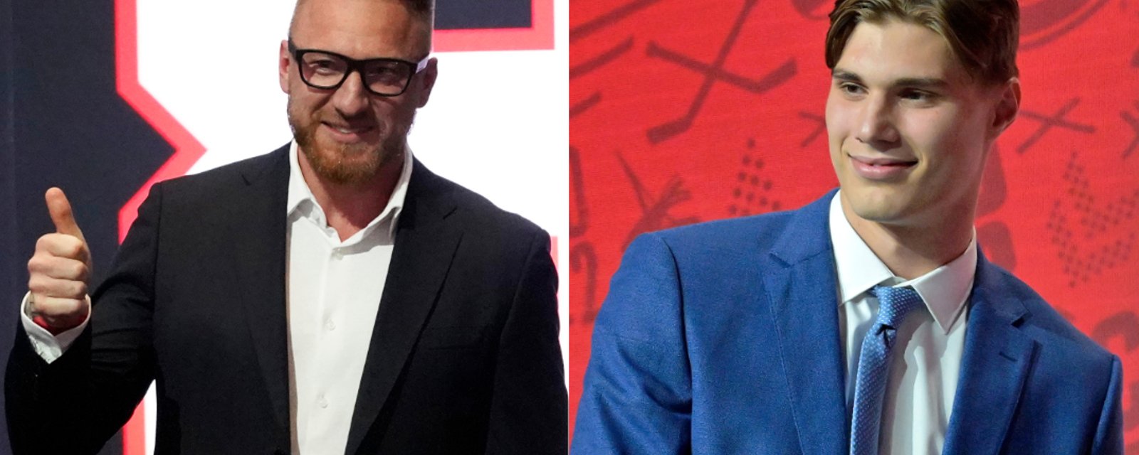 Marian Hossa complimente Juraj Slafkovsky