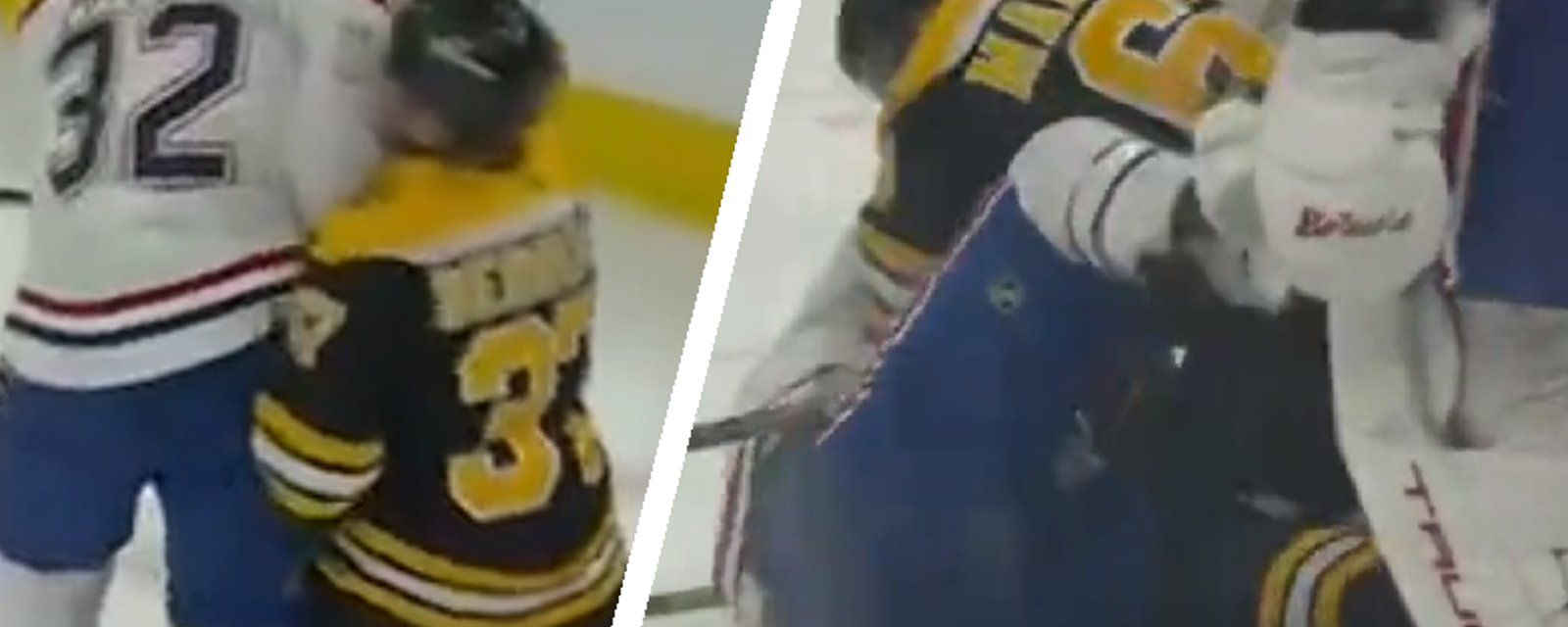 Rem Pitlick frappe durement Patrice Bergeron et Brad Marchand s'en mêle