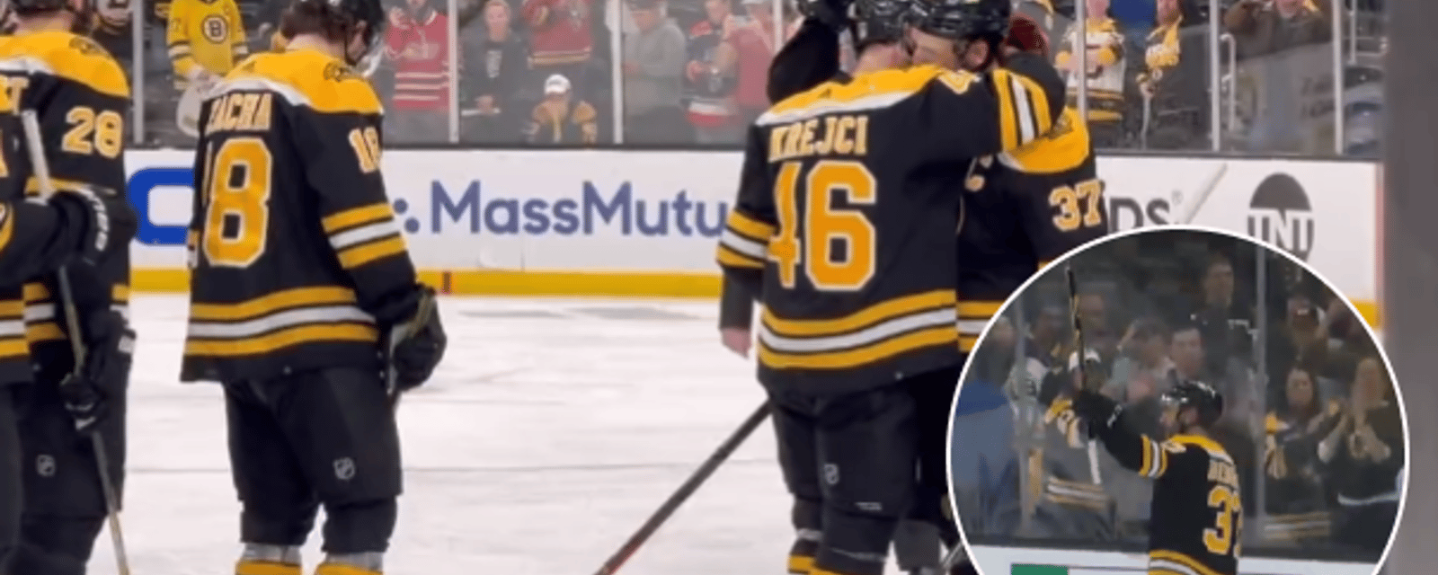 Un Patrice Bergeron très émotif réconforte ses coéquipiers