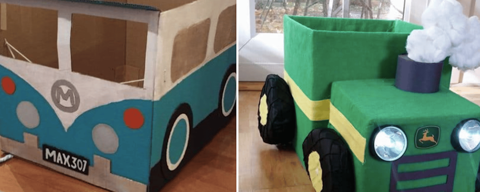 12 idées de véhicules en carton pour les enfants