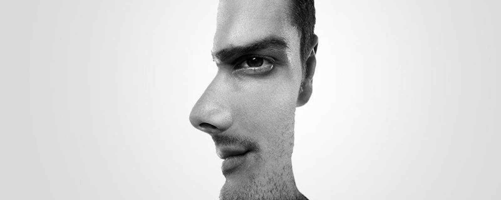 Voyez-vous l'homme de face ou de profil?