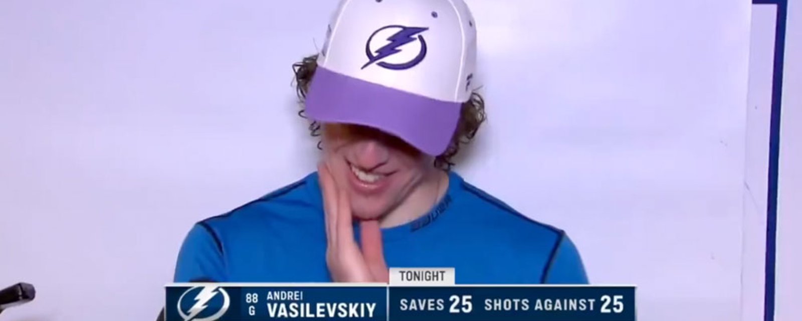 Vasilevsky can't control himself, lets out a huge fart during post-game interview