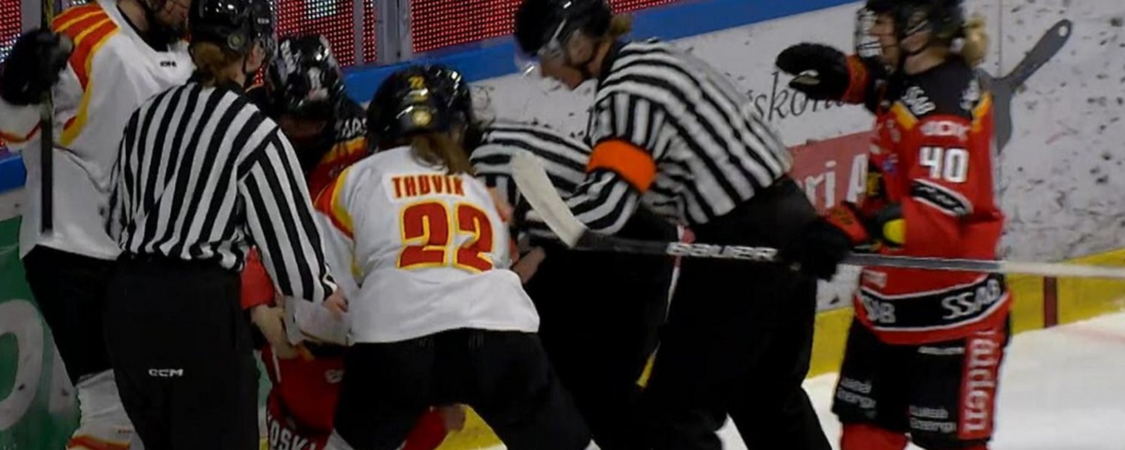 Player's throat cut by skate in Swedish final game.