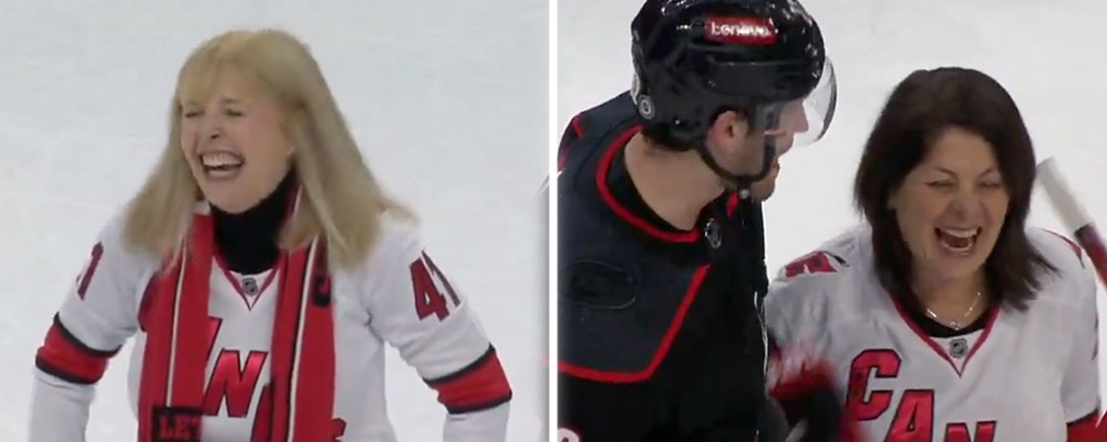 The Hurricanes bring their Moms out on the ice for the Storm Surge
