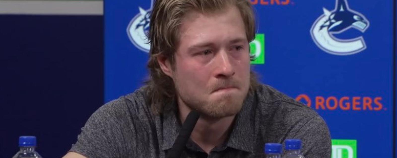 Brock Boeser bursts into tears and leaves press conference