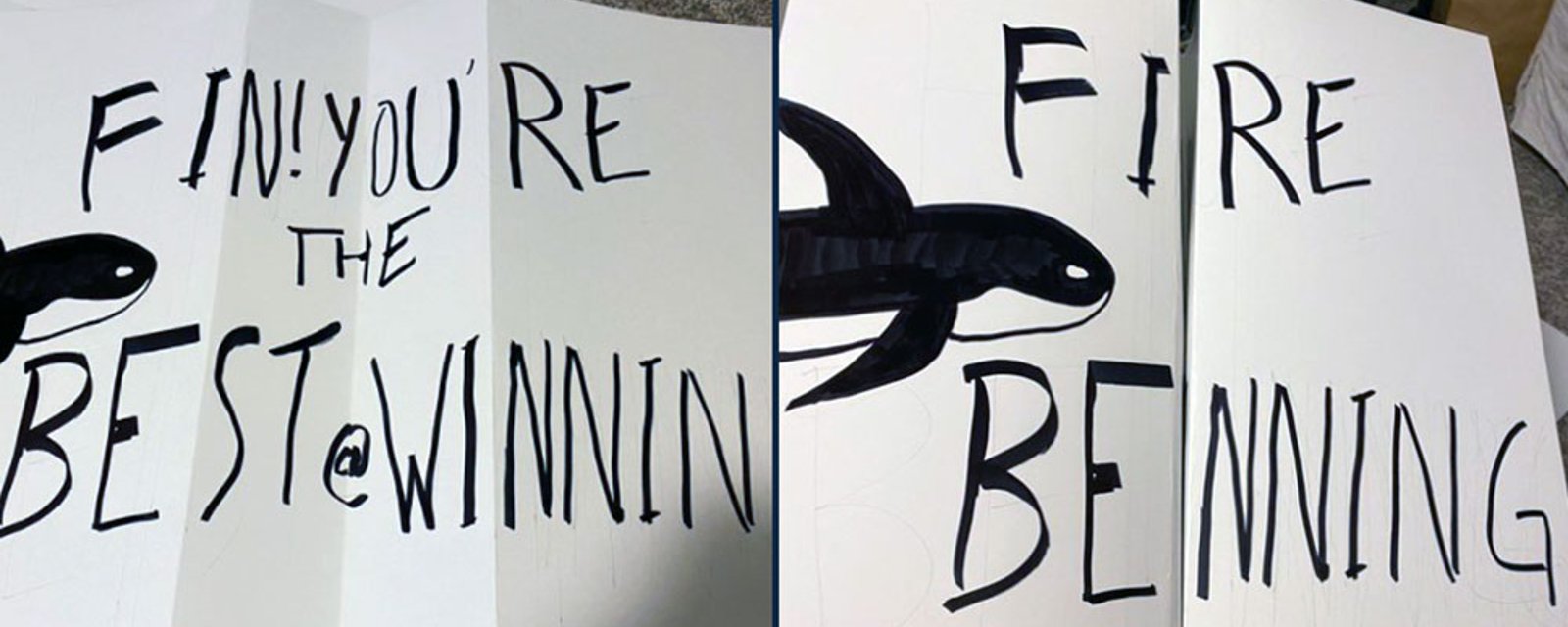 Security confiscates signs that are critical of Canucks coaching and management