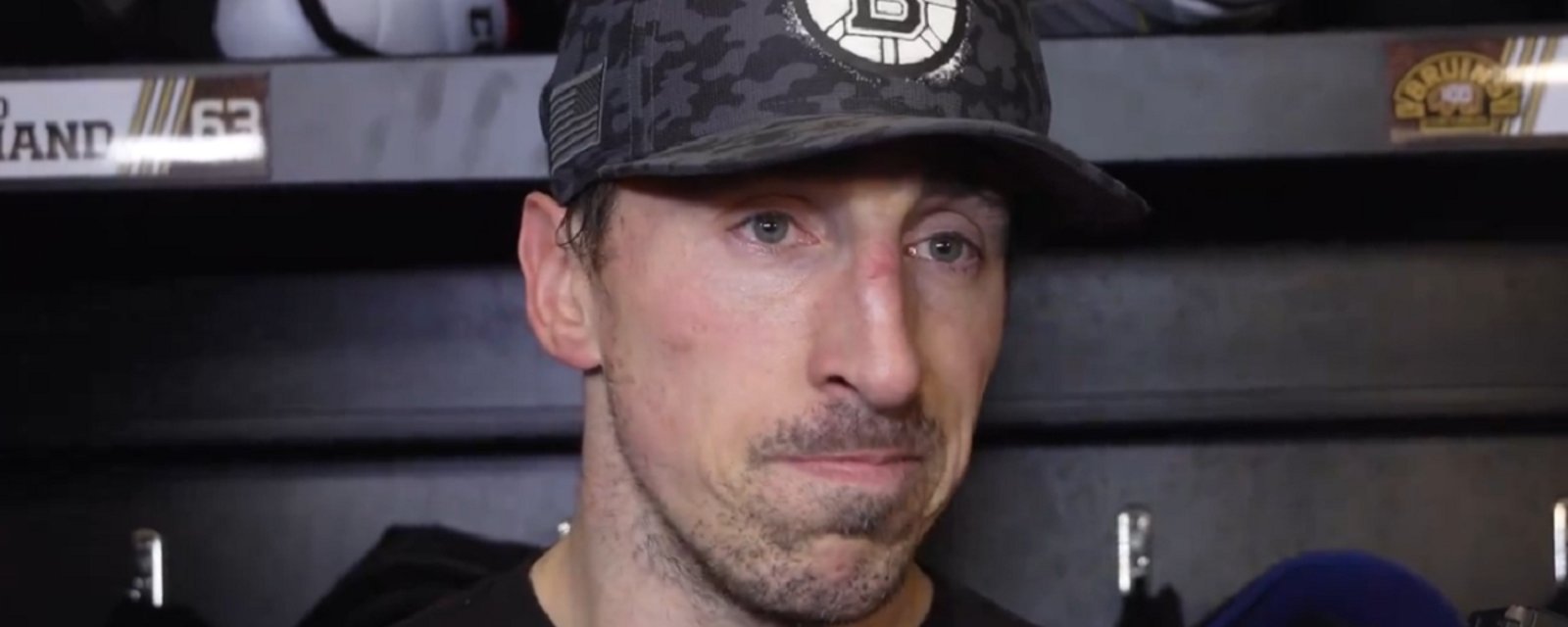 Brad Marchand looks less than 100% in return to the ice.