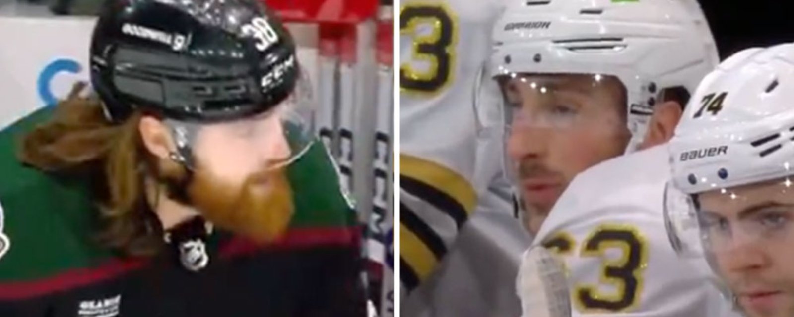 Liam O'Brien threatens Brad Marchand, but Marchand clearly doesn't care