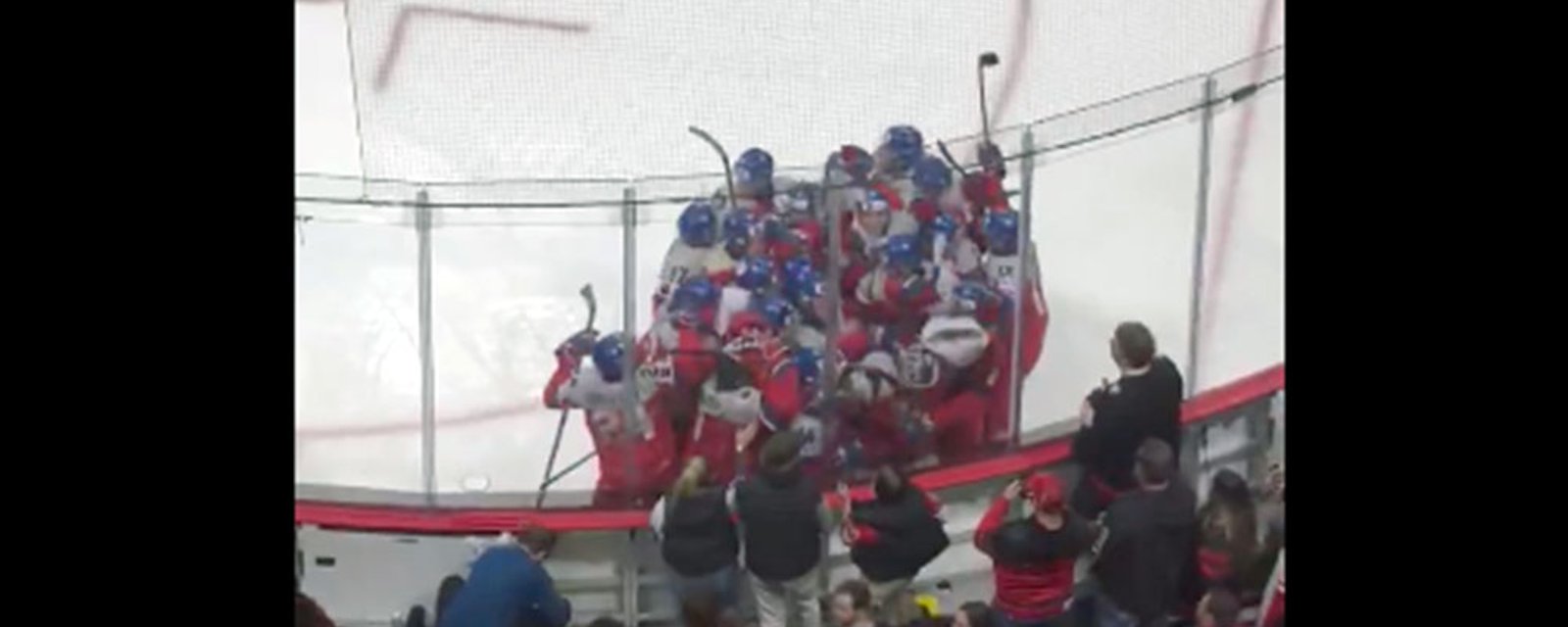 Canadian fans throw jerseys and trash on the ice as Czechia celebrate victory