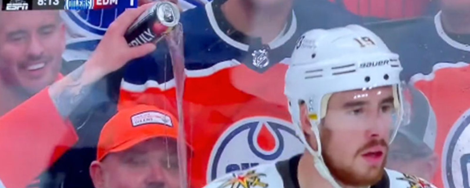 Oilers fan tries to dump beer on Reilly Smith, fails miserably