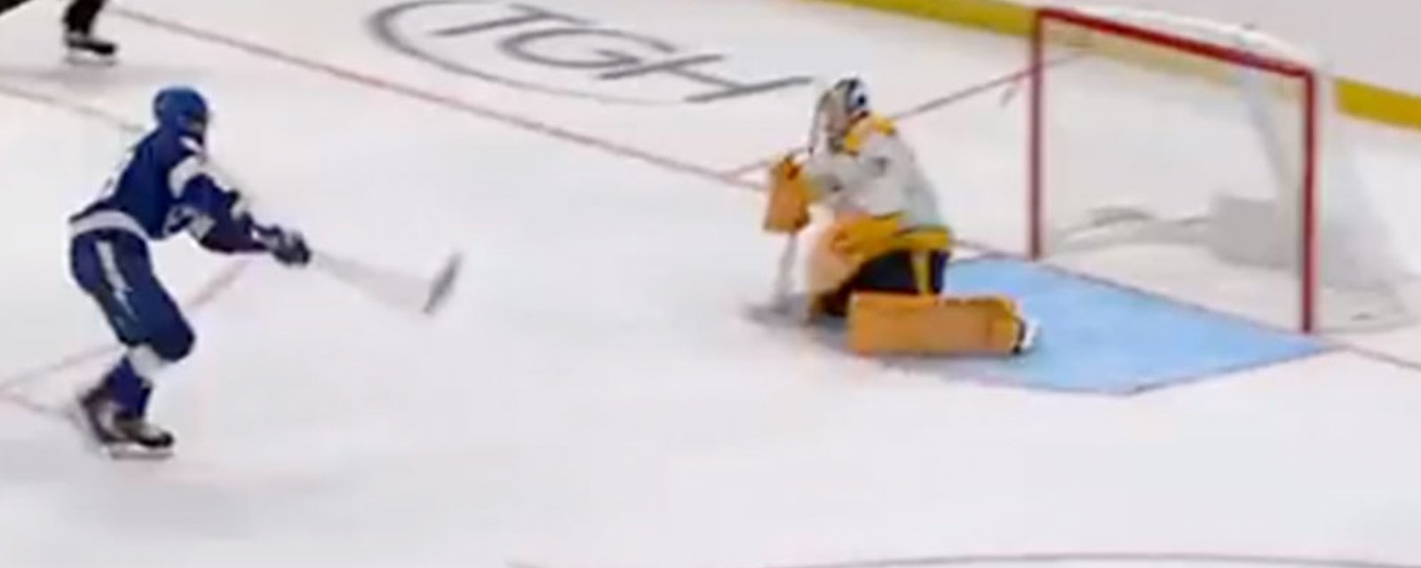 Hagel absolutely snipes one past Saros after being hauled down by Schenn