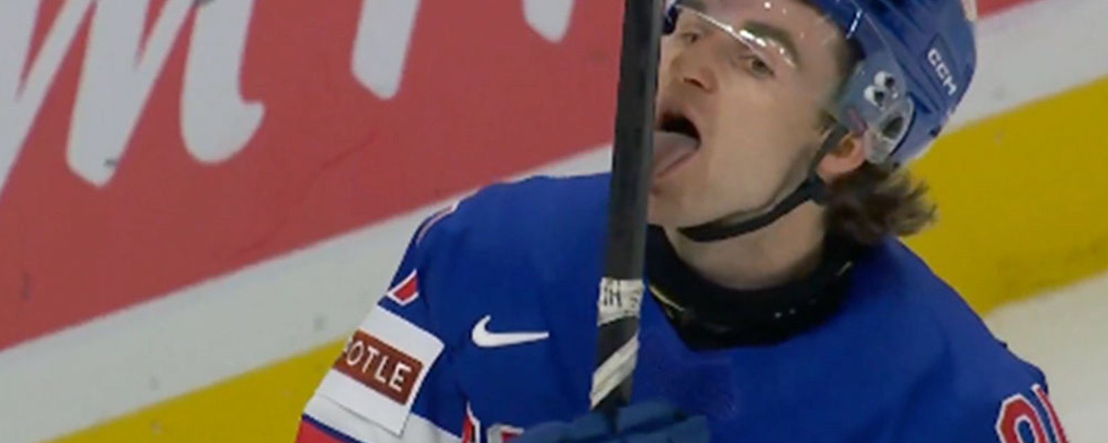 Team USA star Cole Eiserman caught getting freaky with his own stick after the whistle