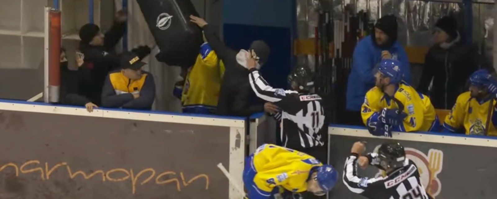 5’9 player attacks 6’7 rival, gets ejected, throws garbage can on the ice to end up with 9-game suspension