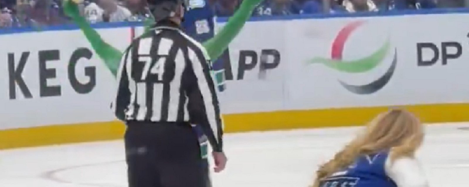 Fan rushes onto the ice during Maple Leafs vs. Canucks.