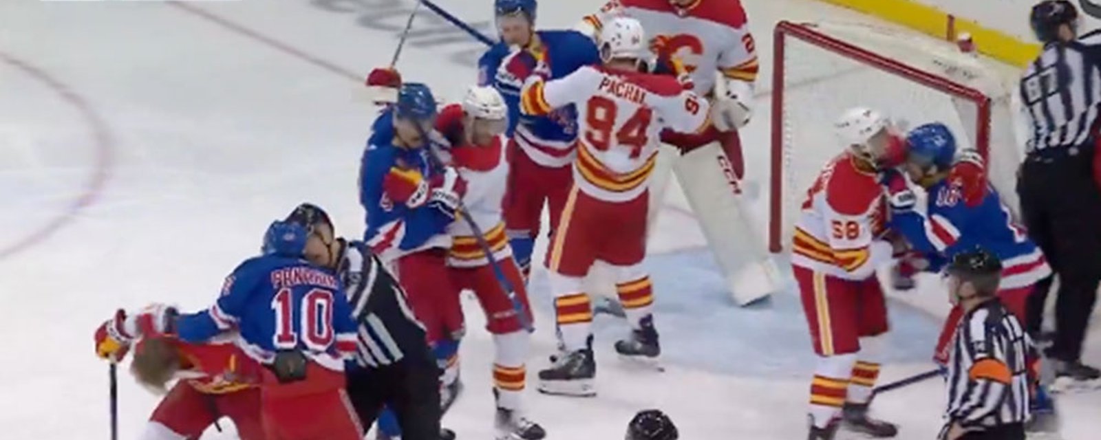 An old fashioned line brawl between Rangers and Flames!