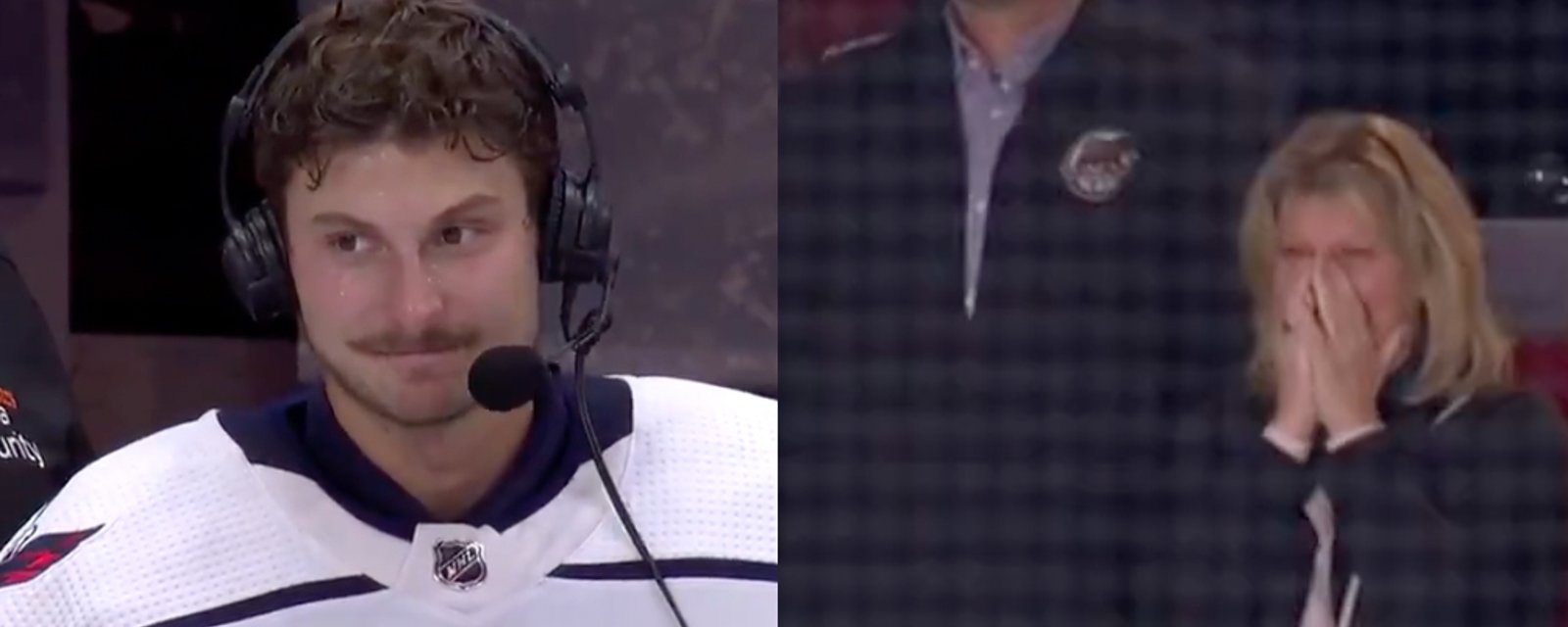 Zach Fucale gets emotional in postgame interview as his mother sobs in the stands