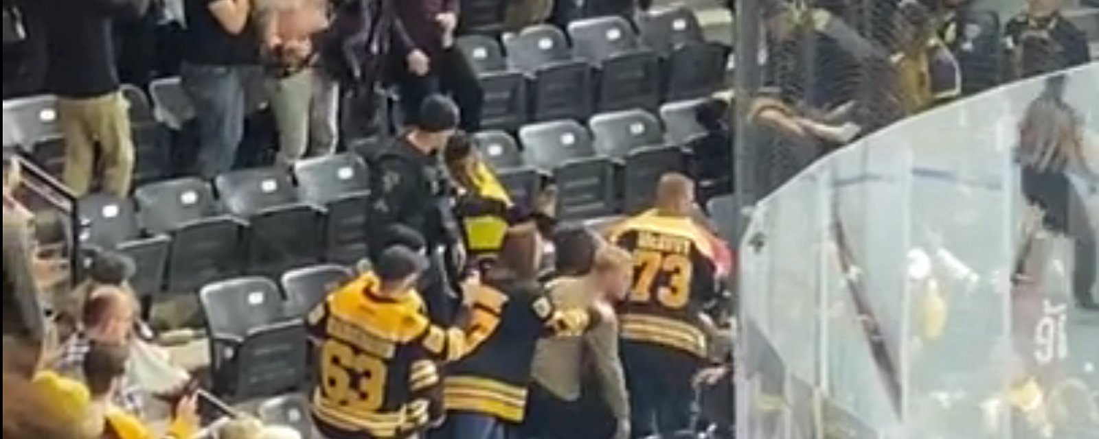 Coyotes fan punches woman during wild brawl in the stands.