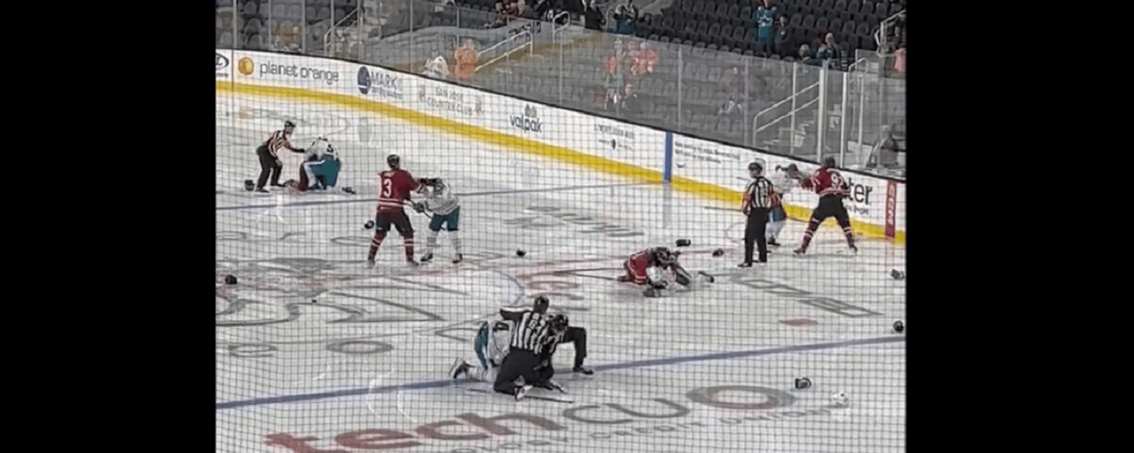 Line brawl breaks out before the game even starts!