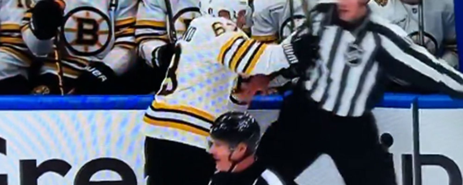 Brad Marchand shoves a referee and gets away with it!