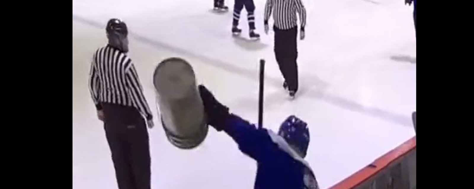 Beer leaguer throws a temper tantrum, chucks pucks on the ice in protest