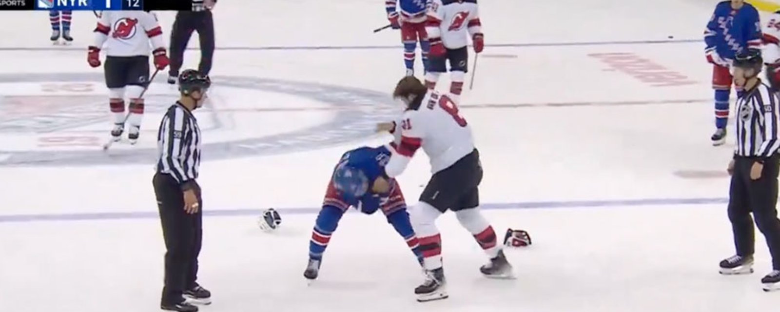 Three fights between Rangers and Devils tonight! 