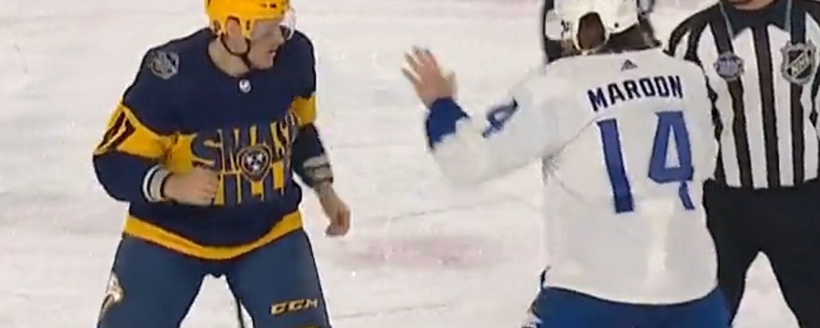 Pat Maroon and Michael McCarron drop the gloves in front of nearly 70,000 fans.