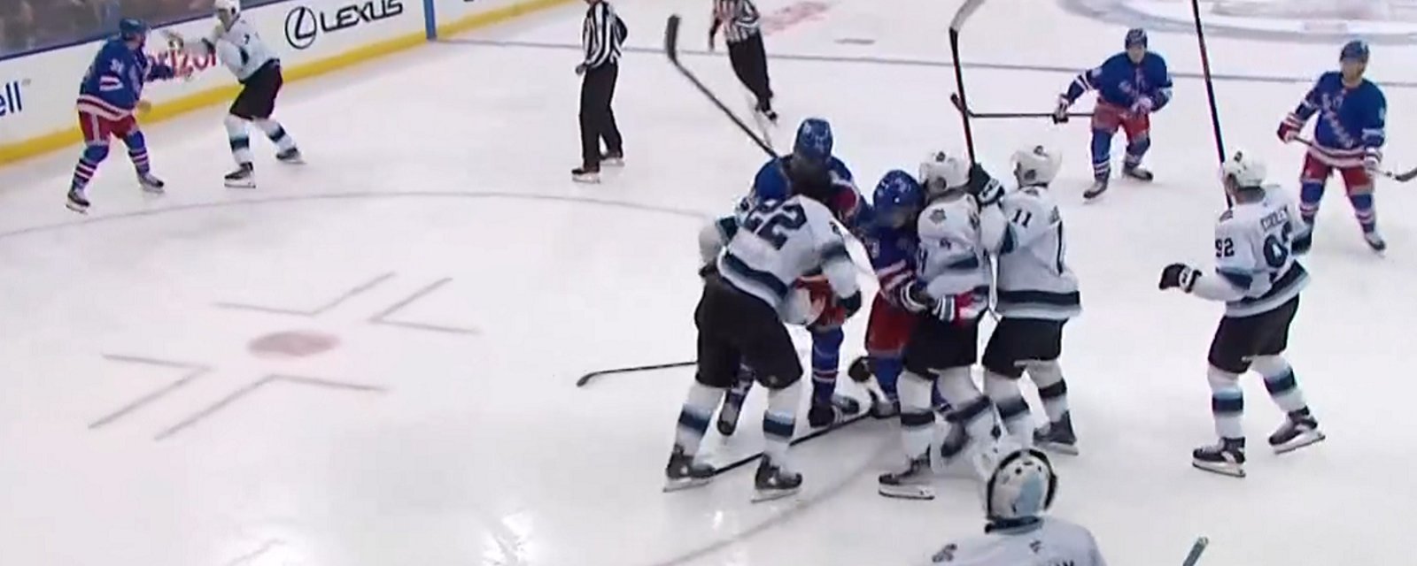 Multiple fights break out in Utah vs Rangers on Saturday night.