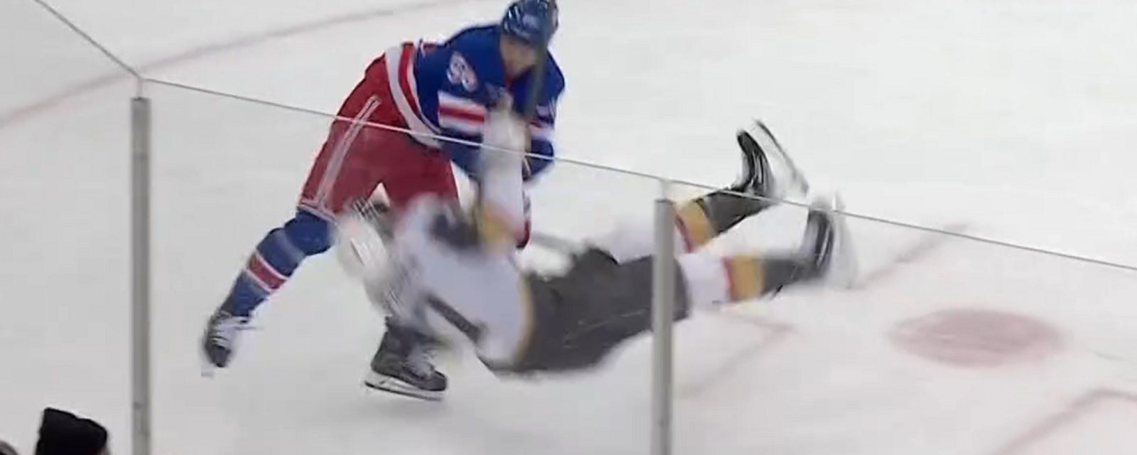 Will Cuylle hammers Alex Pietrangelo with a huge hit.